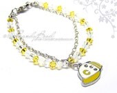 Swarovski bracelet, Light yellow cap charm crystal bracelet by CandyBead