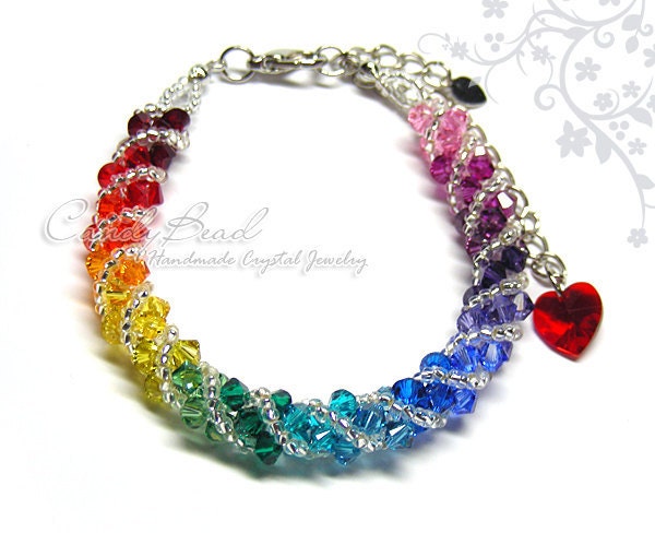 Swarovski bracelet, Spectrum rainbow twisty Swarovski Crystal Bracelet by CandyBead