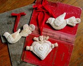 Ornaments Scandinavian Style Folk Art Birds and Heart custom order
