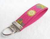 Wristlet Key Fob Key Chain in Rhapsody Floral - Fabric key chain with cotton webbing