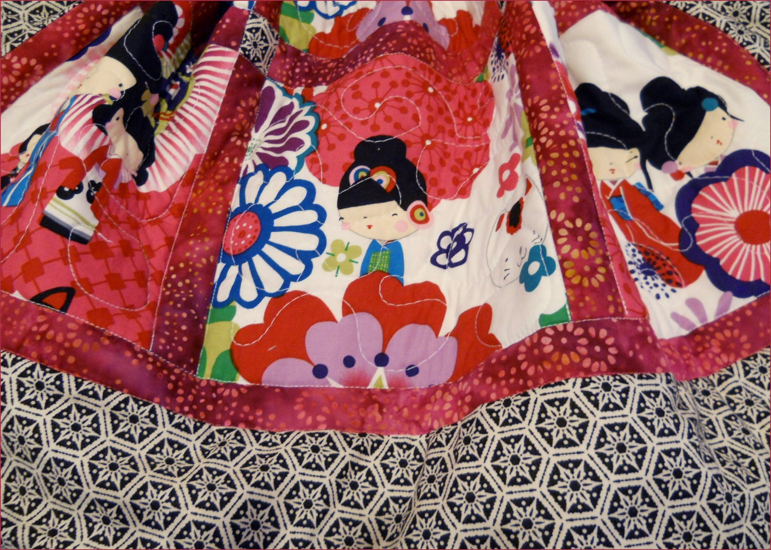 Baby Girl Quilt Kaori Kokeshi Japanese