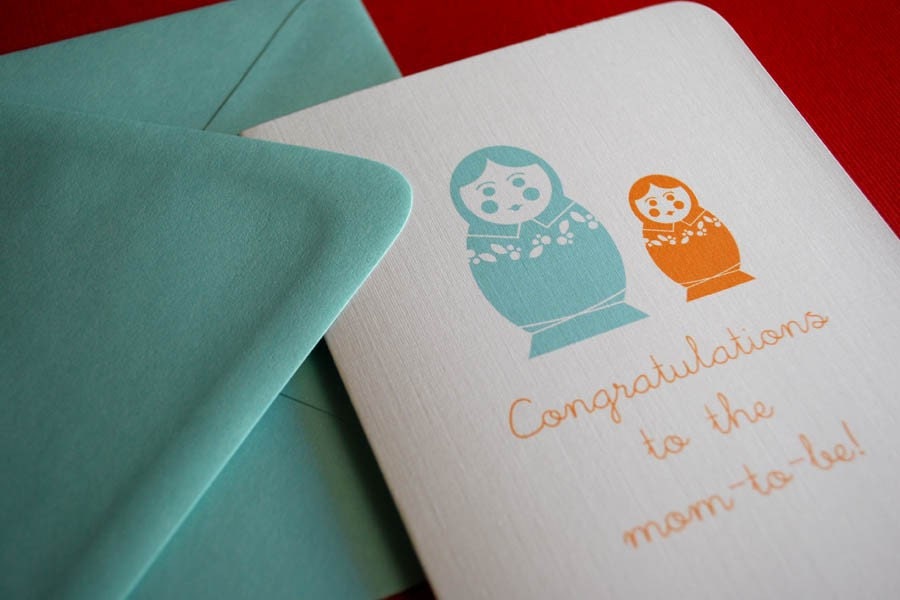 Mom to Be- nesting doll single greeting card