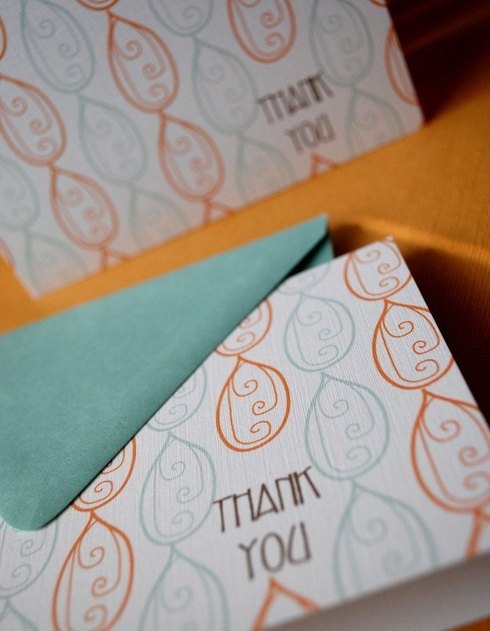 Feather pattern- thank you cards, set of 6