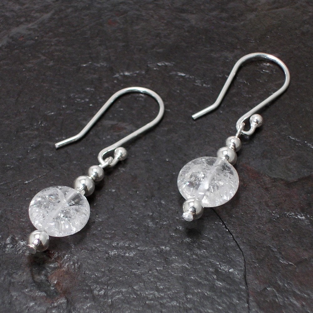 Ice Flake Quartz Earrings on Sterling Silver -- SALE -- Icy Blast