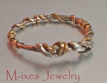 M-ixes OOAK Ring -Silver and Gold Fill - IV - SiMple Series -7.25-17.5-O/P-55.5