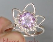 M-ixes - Lotus Ring - Silver and Amethyst - OOAK