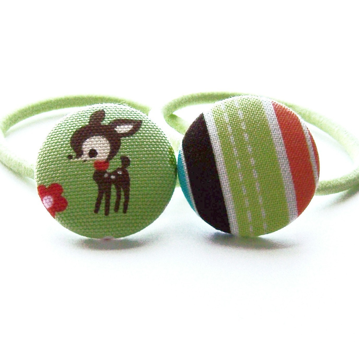 Sweetest Day Fabric Covered Button Ponytail Set