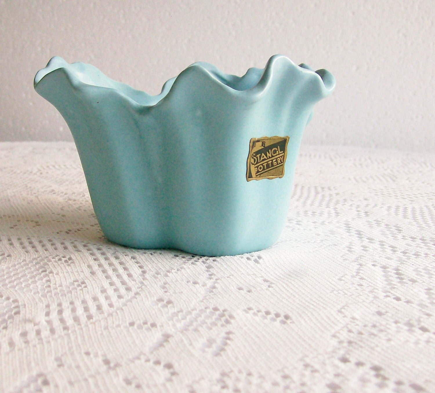 Vintage Stangl Candy Dish Bowl Matte Aqua