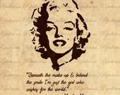 Marilyn Monroe aka Norma Jean abd Quote Collage Sheet Transfer for Paper Crafts, Pillow, Tea towels and more
