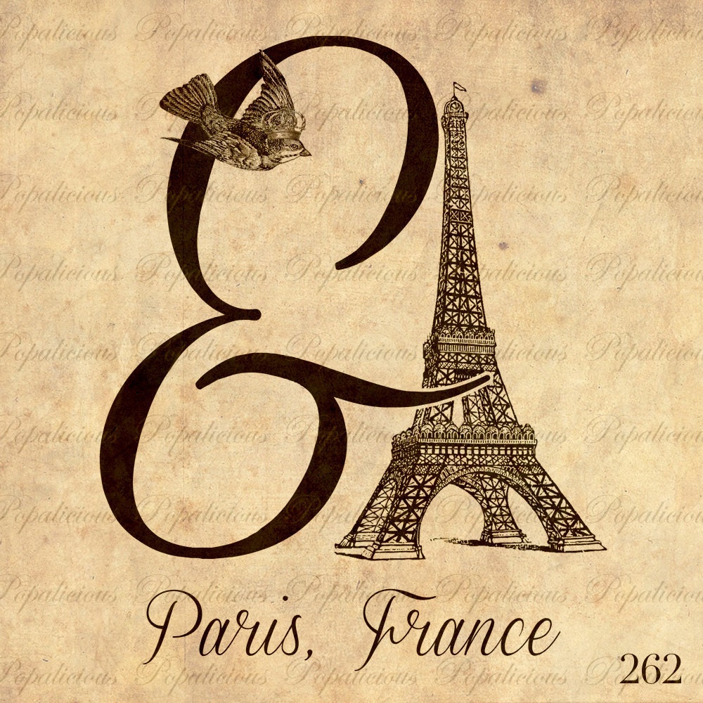 Ampersand Eiffel Tower Paris Collage Sheet Transfer for Paper Crafts, Pillow, Tea towels and more