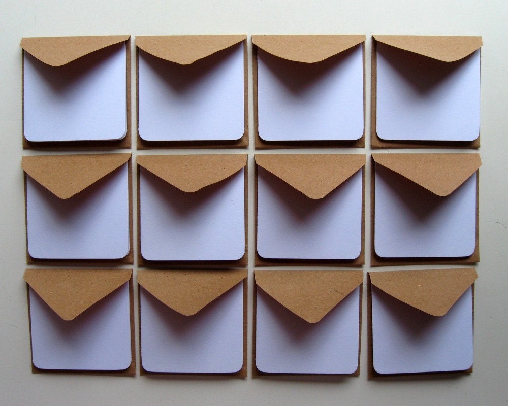 Kraft Mini Envelopes with White Cards Set
