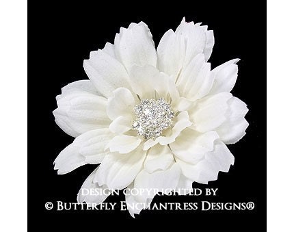 Swarovski Crystal Rhinestone Pale Ivory Summer Zinnia Bridal Hair Comb