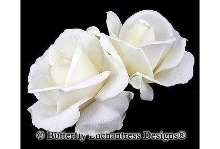 Wedding Hair Flowers, Bridal Hair Accessories, Fascinators, Headpiece - 2 Ivory Rose Flower Hair Clips