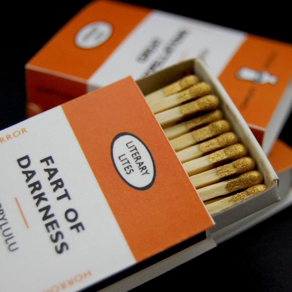 Literary Lites matchboxes x 3 -- When the air thickens, so should the plot
