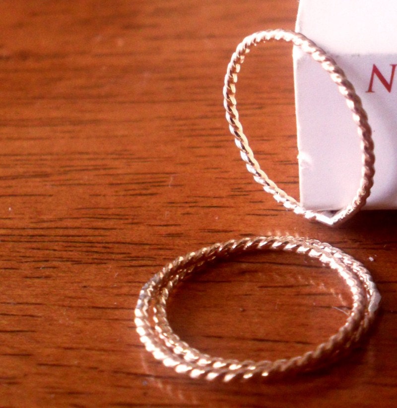 Simply Skinny Stacked Twisted 14K Gold Filled Stacking Bands - Set of Three