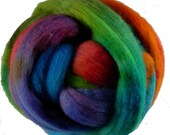 Hand Dyed Corriedale Wool Roving, 'Carnival' Colorway, for spinning or felting, 16 oz.