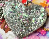 Twinkle - Resin SILVER Heart Necklace