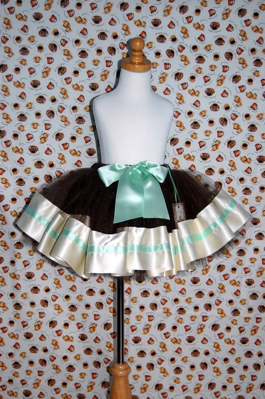 Sewn Ribbon Tutu Skirt - Brown, Cream, Green - Baby, Toddler, Girl