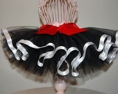 Sewn Ribbon Tutu Skirt  - Black, White, Red - Baby, Toddler, Girl