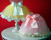 Pom Pom Ribbon Tutu Skirt - Custom - Pink, Blue, Yellow, Green, Brown, Black, Purple, White, Cream - Baby, Toddler, Girl
