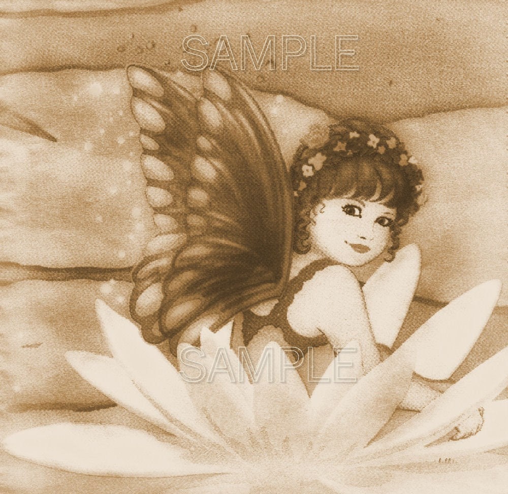 Vintage look Fairy in a flower digital sheet you print