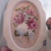 Shabby COTTAGE Chic White OVAL Framed Hand Painted Roses and Hydranges ECS cst