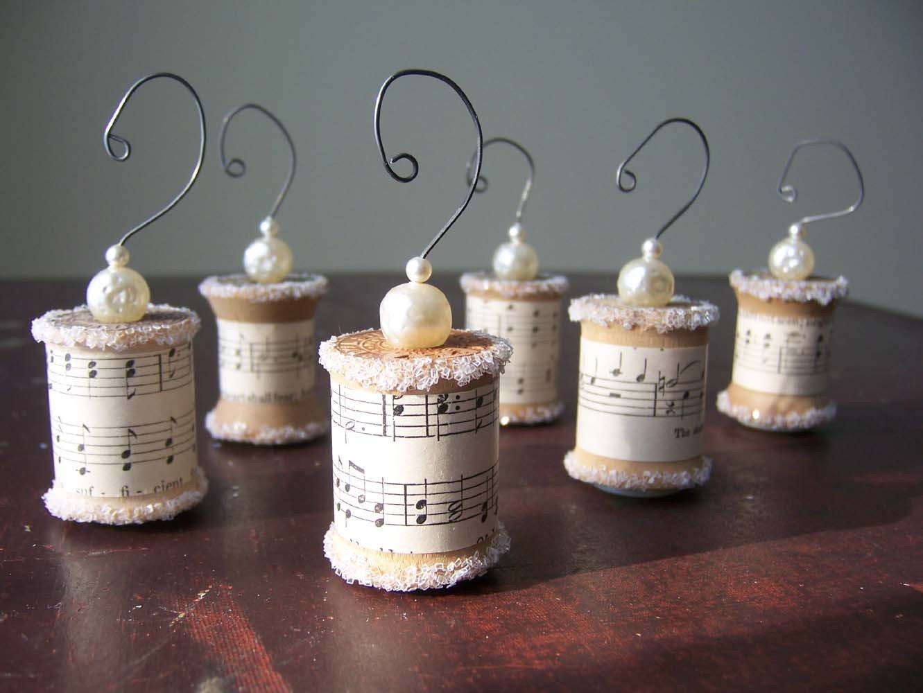 Ornaments Made From Vintage Spools - Set of 6