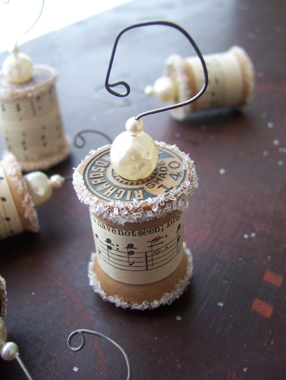 Ornaments Made From Vintage Spools - Set of 6