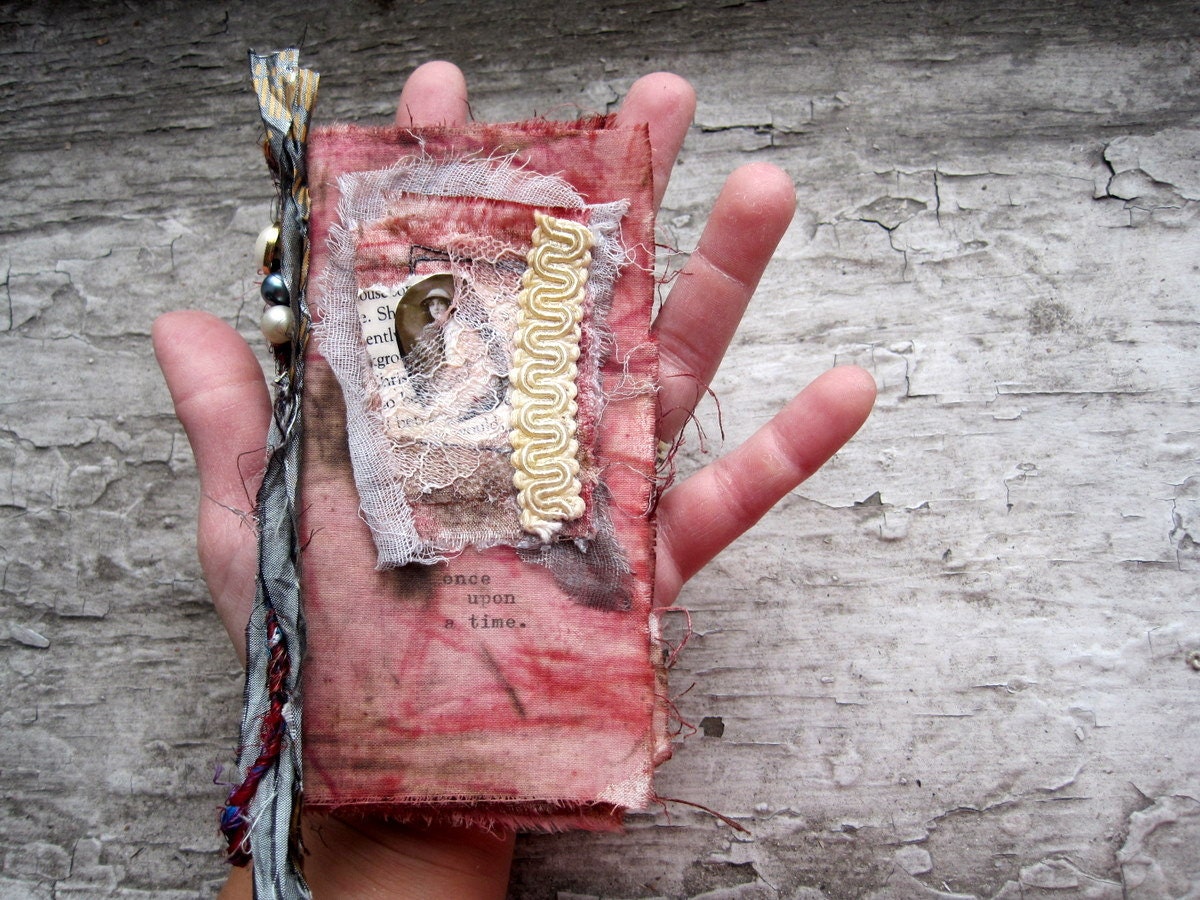 blank mini fabric book zine for art collage doodle poetry