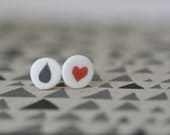 A drop and a heart - Porcelain Earrings