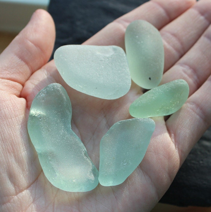 SALE Genuine Sea Glass Supply, 5 pcs Aqua