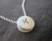 Initial Slider Sterling Silver Reversible Necklace . both shiny and hammered textures . made to order in 16 or 18 inch length