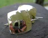 Hammered Squares Sterling Silver Earrings . with bent-post earwires . made to order