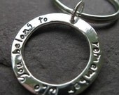 Custom Journal Circle Keychain . sterling silver . inscribed with your choice of words in my NEW Journaling Lowercase Font