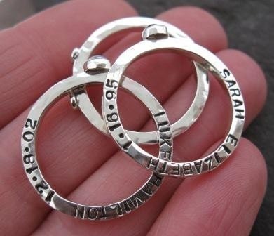 mothers stacking rings . sterling silver with birthstones & inscriptions . (( Mothers Stackers )) . set of 3 . made to order in your size
