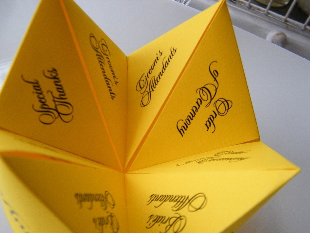SAMPLE Cootie Catcher- Origami Wedding PROGRAM