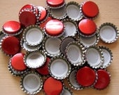 50 red Bottle Caps with seals