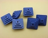 6 Vintage Lucite Purple Square Ridged Beads QQ1