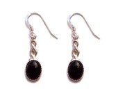 Beautiful Black Onyx celtic earrings with a Sterling silver ear hook