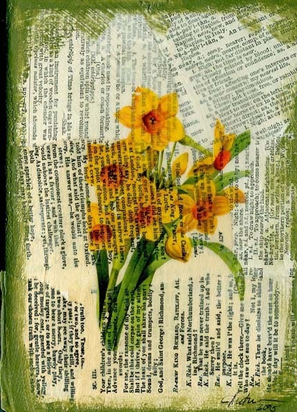 YELLOW DAFFODIL COLLAGE ON CANVAS