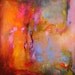 Abstract Painting, original, orange, bright, small, "Sunken Pleasure", 10 x 8 inches