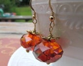Pumpkin Earrings. Orange Autumn Swarovski Earrings. Fall Earrings. LAST PAIR