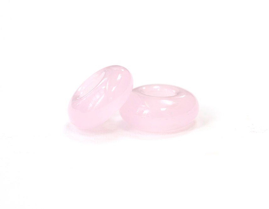 Lampwork Beads Glass Big Hole European Charm Pink Mist