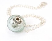 Blown Hollow Lampwork Glass Bead Fine Silver Core Caps Gray Blue Handmade Big Hole Heart CZ