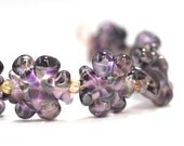 Lampwork Glass Beads Set Handmade Artisan Purple Black Smoke
