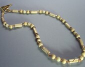 Gold Ivory Necklace, Bracelet and Earrings Set