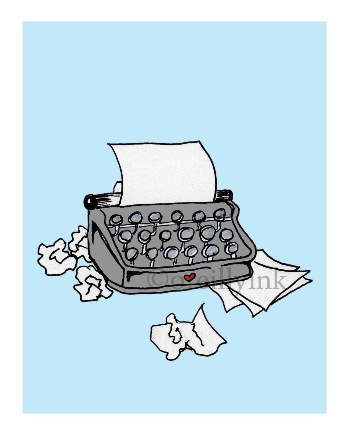 Typewriter Print-I Never Knew What to Say-Blue and Slate Edition
