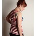 Red White Stripe TANK TOP Teal Bow Shirt LARGE