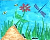 Art For Kids Room- Dragonfly And Ants 8x10 Print