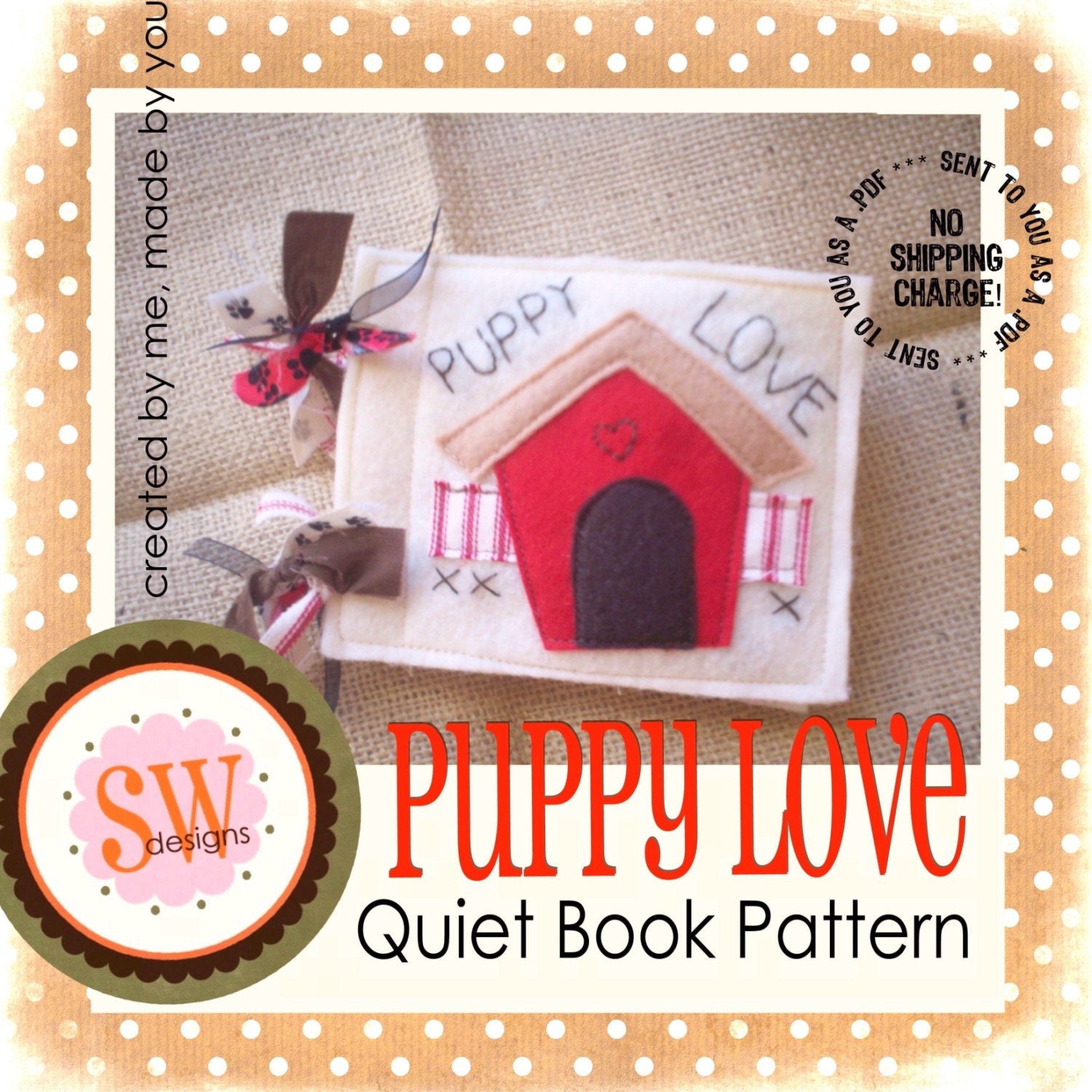 PATTERN for Puppy Love plush/quiet book - PDF